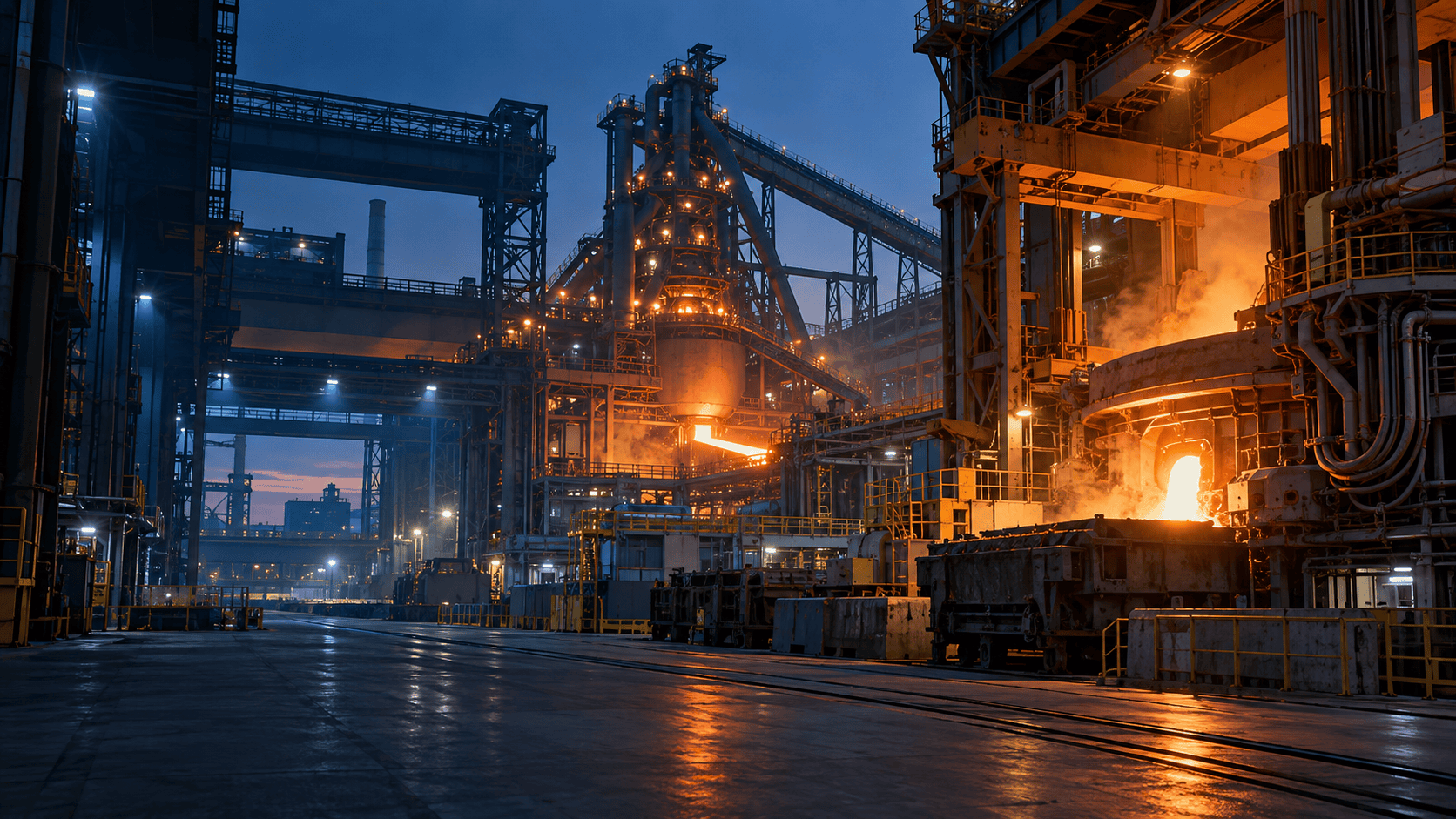 blue hour steelworks blast furnace meets electric arc