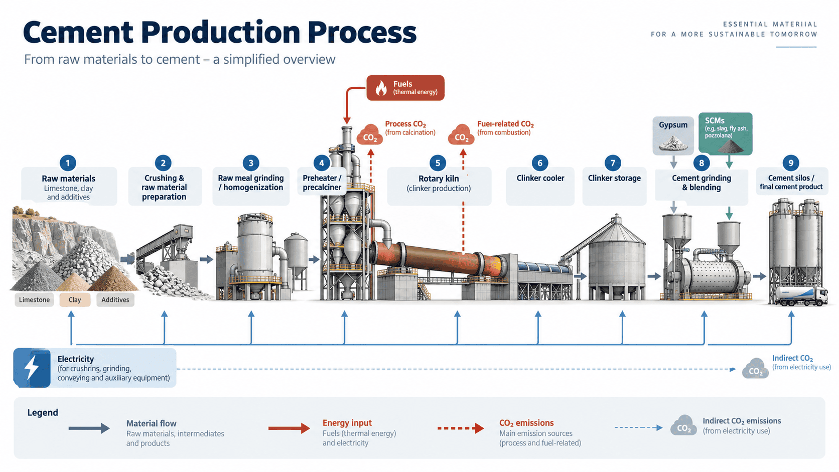 cement production process infographic