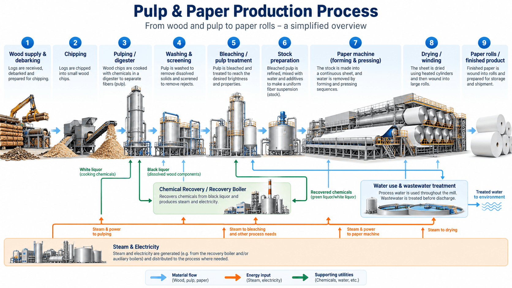 pulp and paper production process
